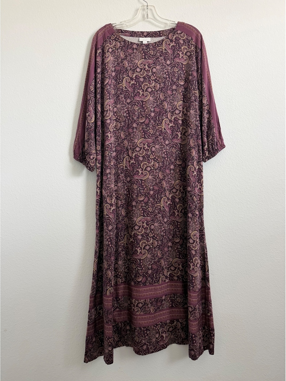 J. Jill Purejill Round Neck Floral Paisley Stretch Boho Maxi Dress Size M